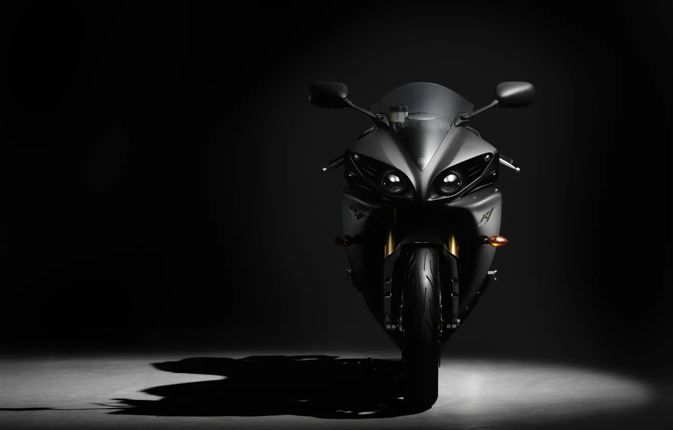 Photo wallpaper background, yamaha, sportbike, BLACK, COLOR, VIEW, SHADOW, FRONT
