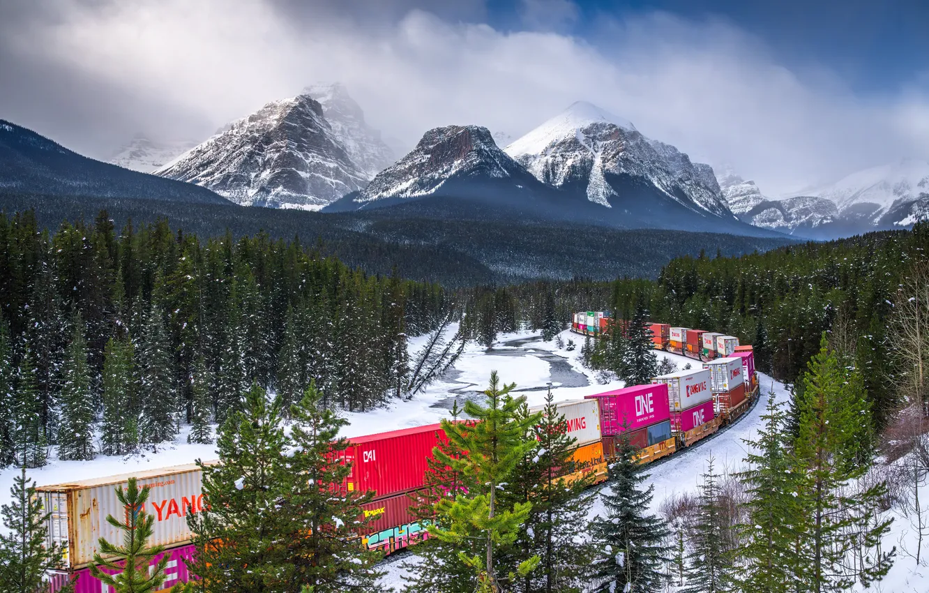 Photo wallpaper forest, mountains, Canada, composition, Banff