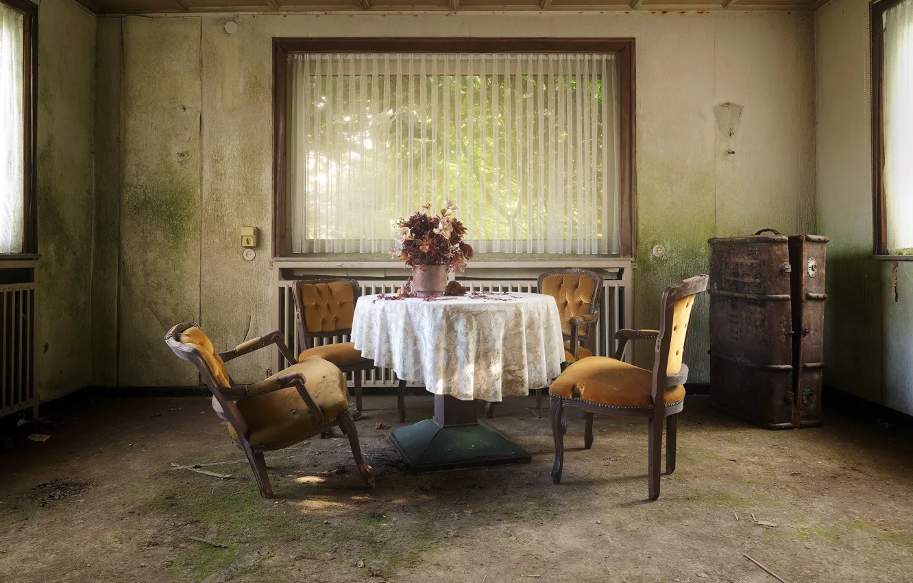 Photo wallpaper table, room, chair