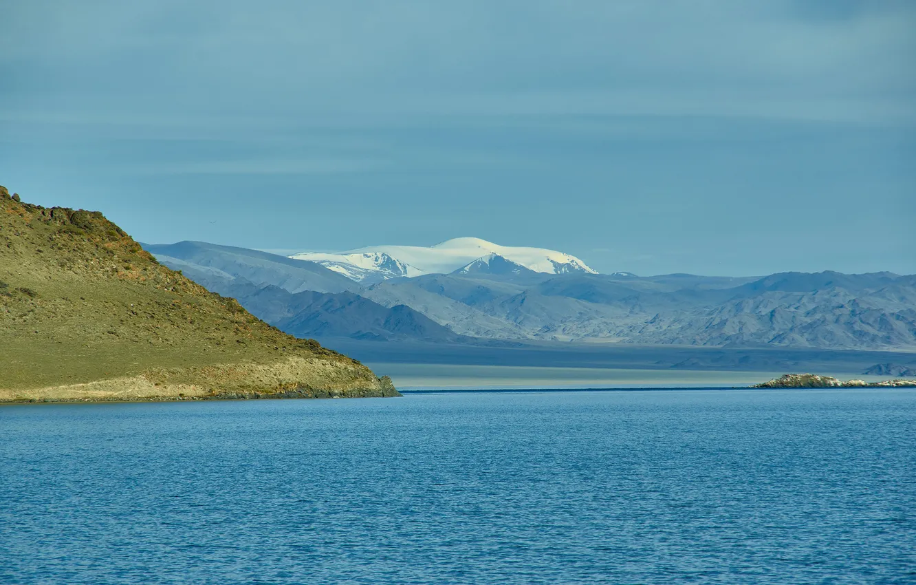 Photo wallpaper Mongolia, Central Asia, asia travels, lakes of mongolia, morning landscape
