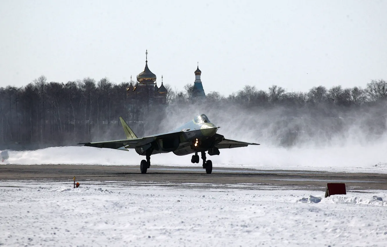 Photo wallpaper winter, snow, aviation, figure, fighter, Russia, the plane, the rise