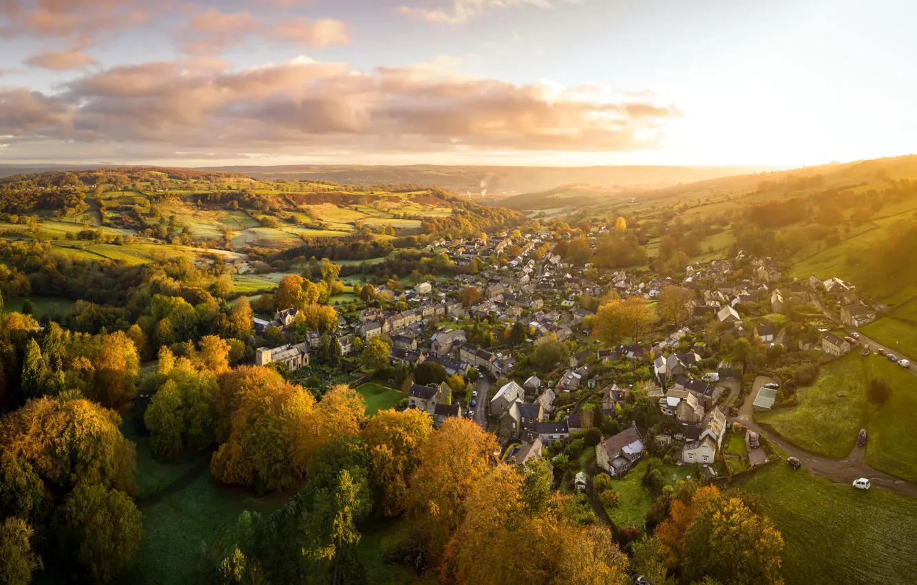 Photo wallpaper UK, sunrise, Winter