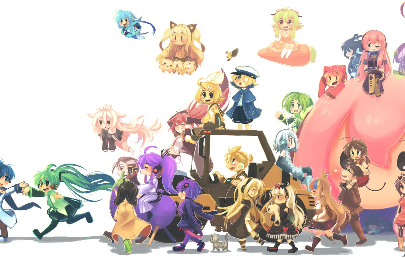 Photo wallpaper girls, anime, art, guys, vocaloid, hatsune miku, megurine luka, kagamine rin