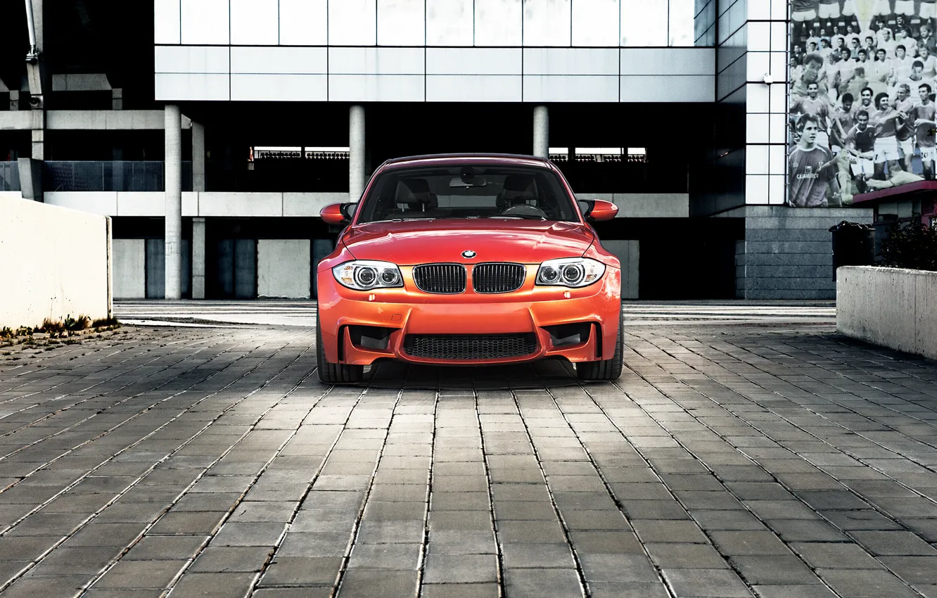 Photo wallpaper orange, BMW, BMW, before, orange, 1 series