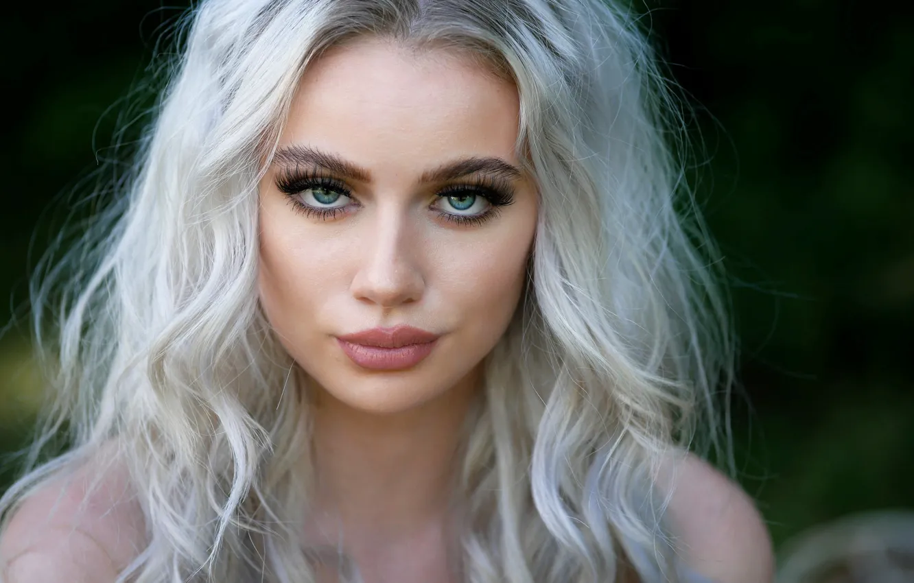 Photo wallpaper look, girl, face, hair, blonde