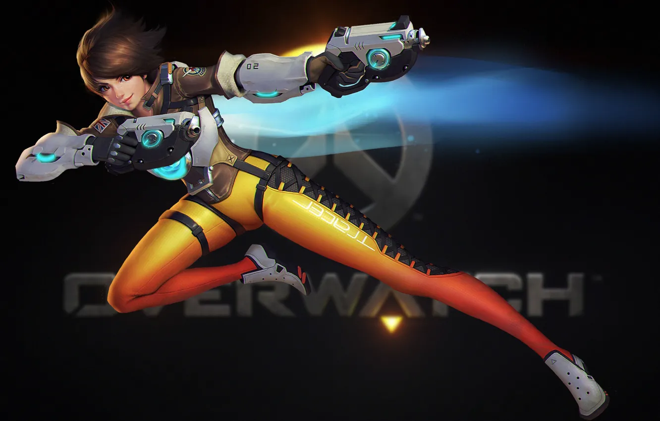 Photo wallpaper girl, art, art, characters, Overwatch, Tracer, Lena Oxton, Tracer