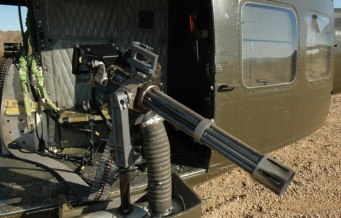 Photo wallpaper gun, weapon, helicopter, machine gun, minigun, heavy weapon, M134 Minigun, M134