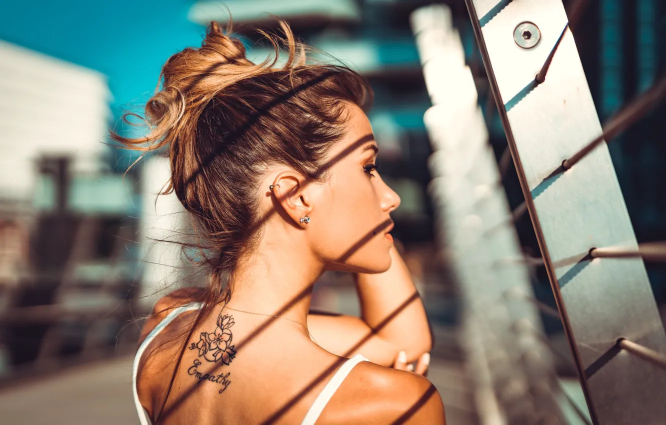 Photo wallpaper girl, face, tattoo, profile, Marco Squassina, Francesca Genesis