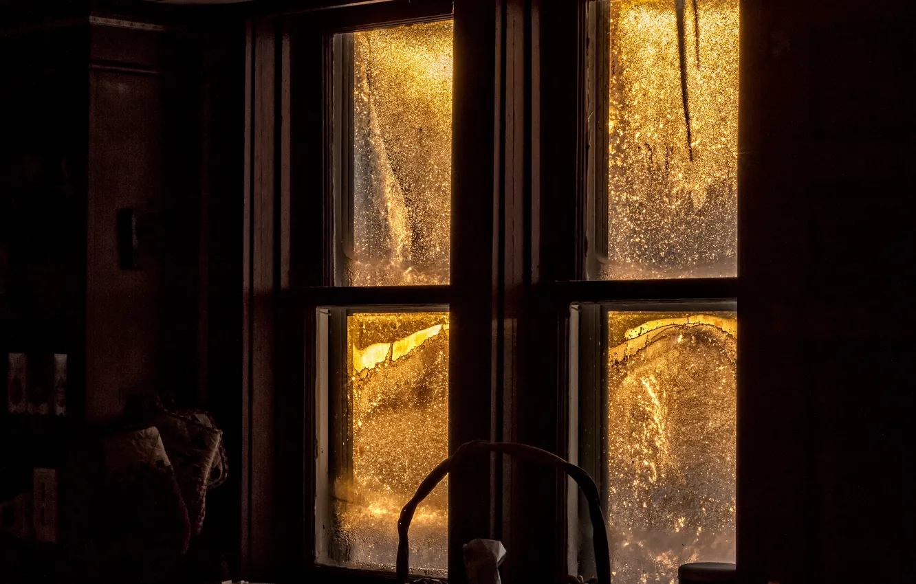 Photo wallpaper glass, light, glare, frame, window, frost