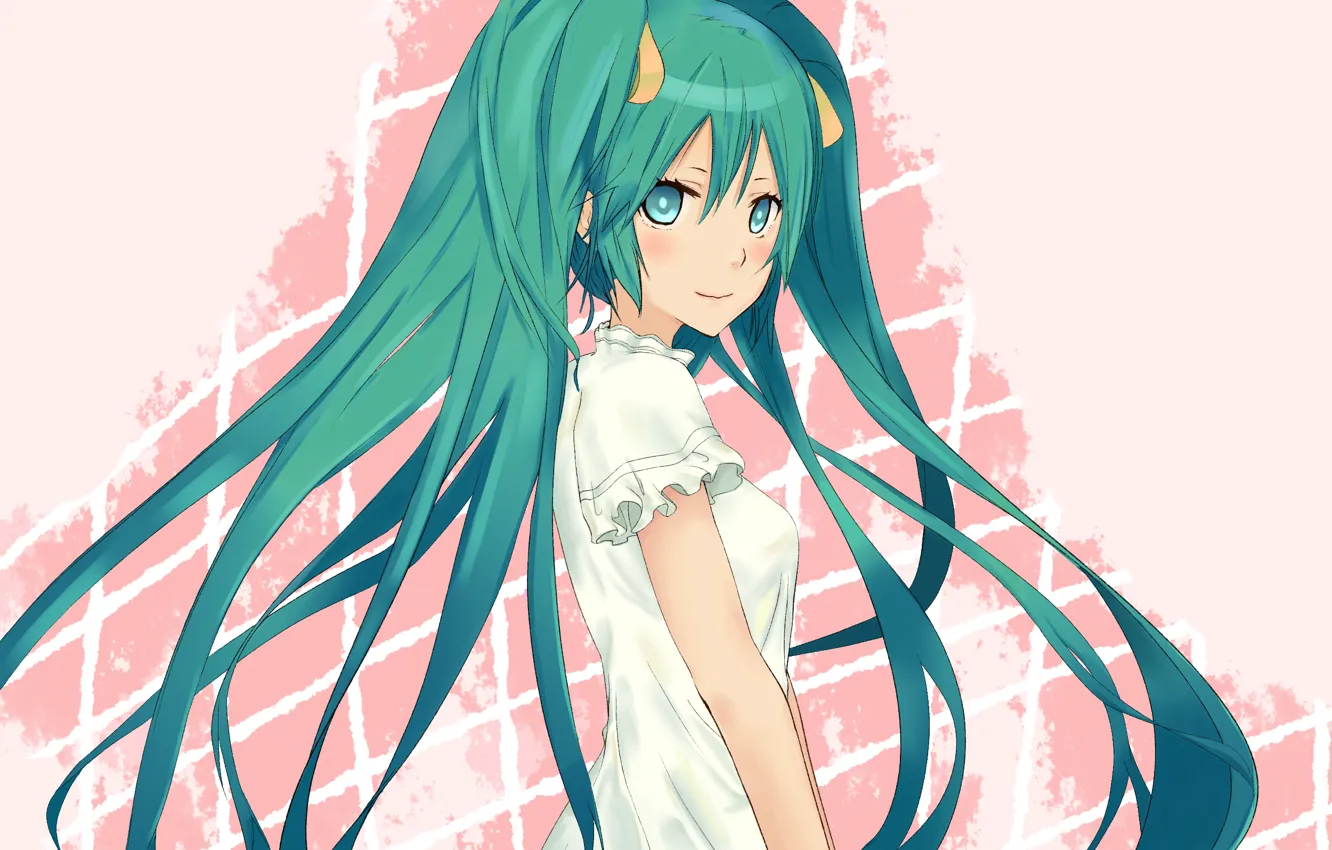 Photo wallpaper girl, smile, art, vocaloid, hatsune miku, Vocaloid