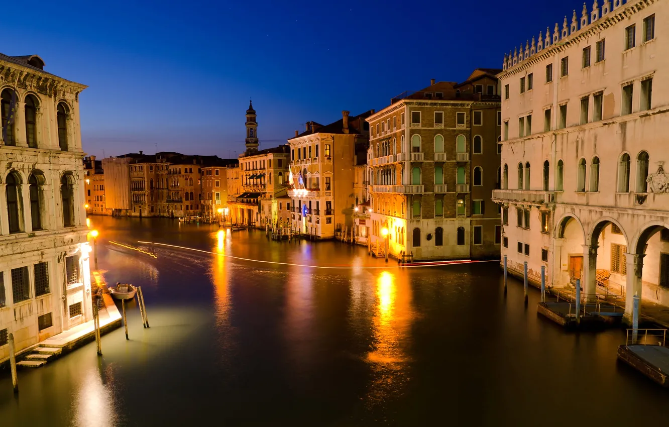 Photo wallpaper sea, the sky, lights, Italy, Venice, channel, Venice