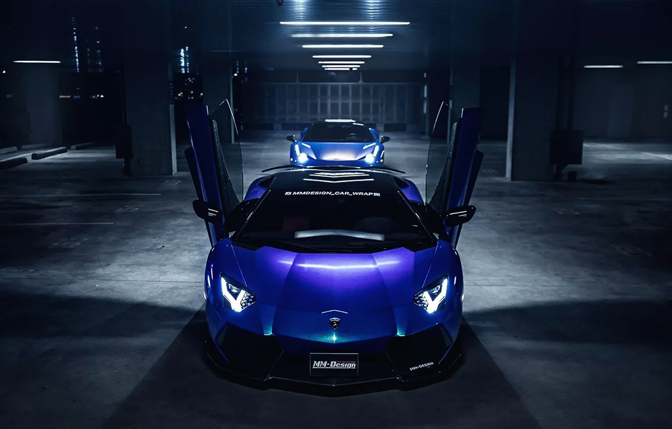Photo wallpaper Lamborghini, Car, Purple, Front, LP700-4, Aventador, Wrap, MM-Design