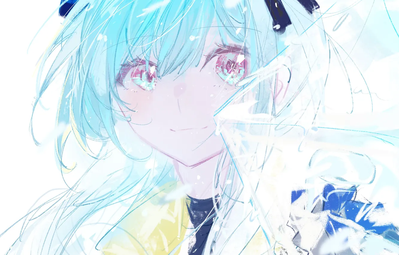 Photo wallpaper girl, blue hair, Mizuki, Arknights