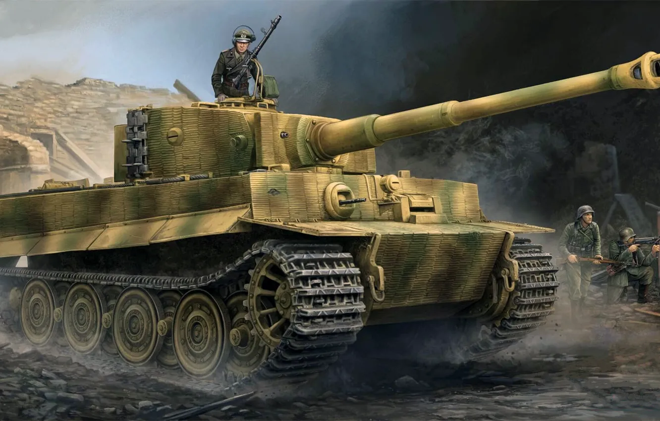 Photo wallpaper Tiger, the Wehrmacht, Panzerkampfwagen VI, German heavy tank, Pz.VI Ausf E