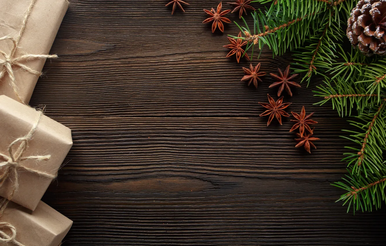 Photo wallpaper decoration, new year, Christmas, Christmas, wood, New Year, Xmas, decoration