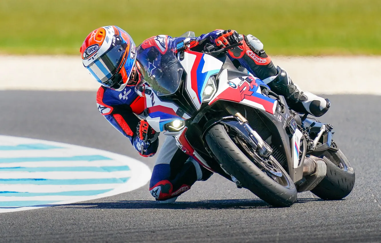 Photo wallpaper speed, turn, bike, racing