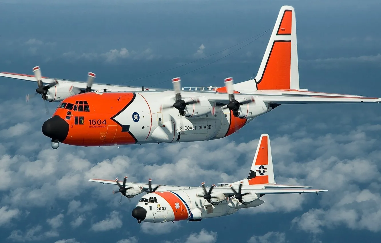 Photo wallpaper the sky, clouds, pair, propeller, the plane
