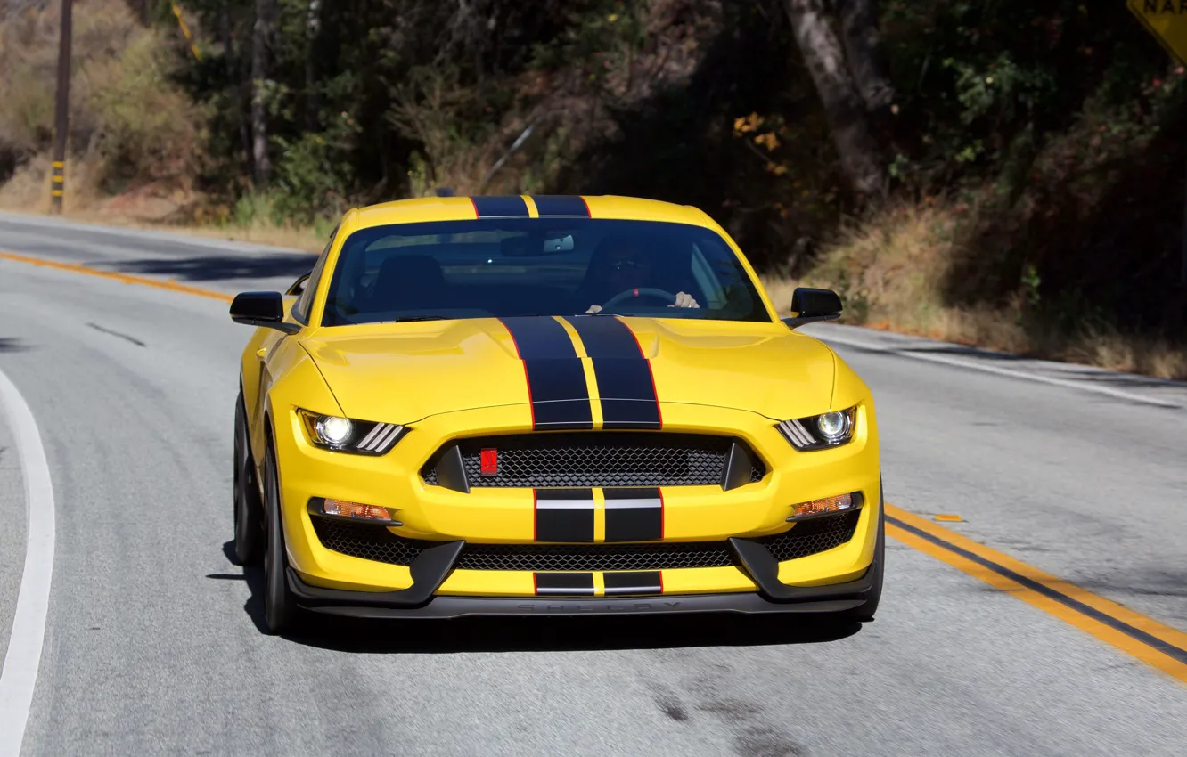 Photo wallpaper car, Ford, yellow, Ford Shelby, Ford Shelby GT350