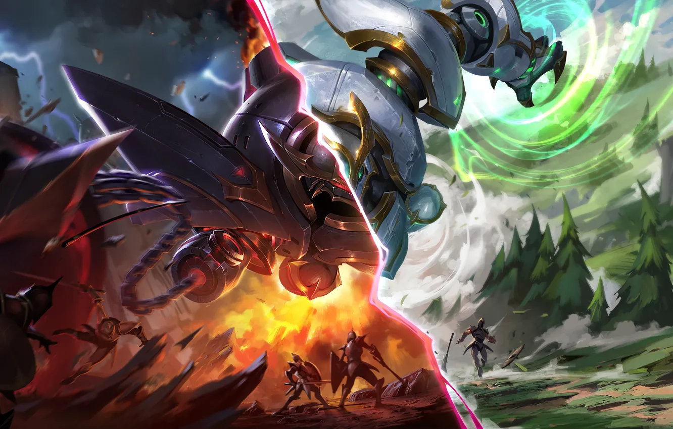 Photo wallpaper art, splash, League of Legends, artwork, LoL, League Of Legends, Blitzcrank, Launch Paragon