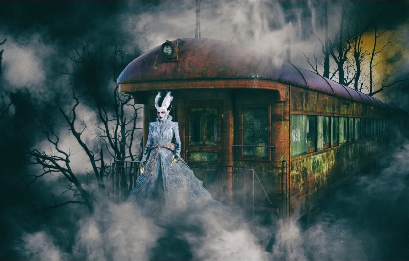 Photo wallpaper horror, fantasy, night, train