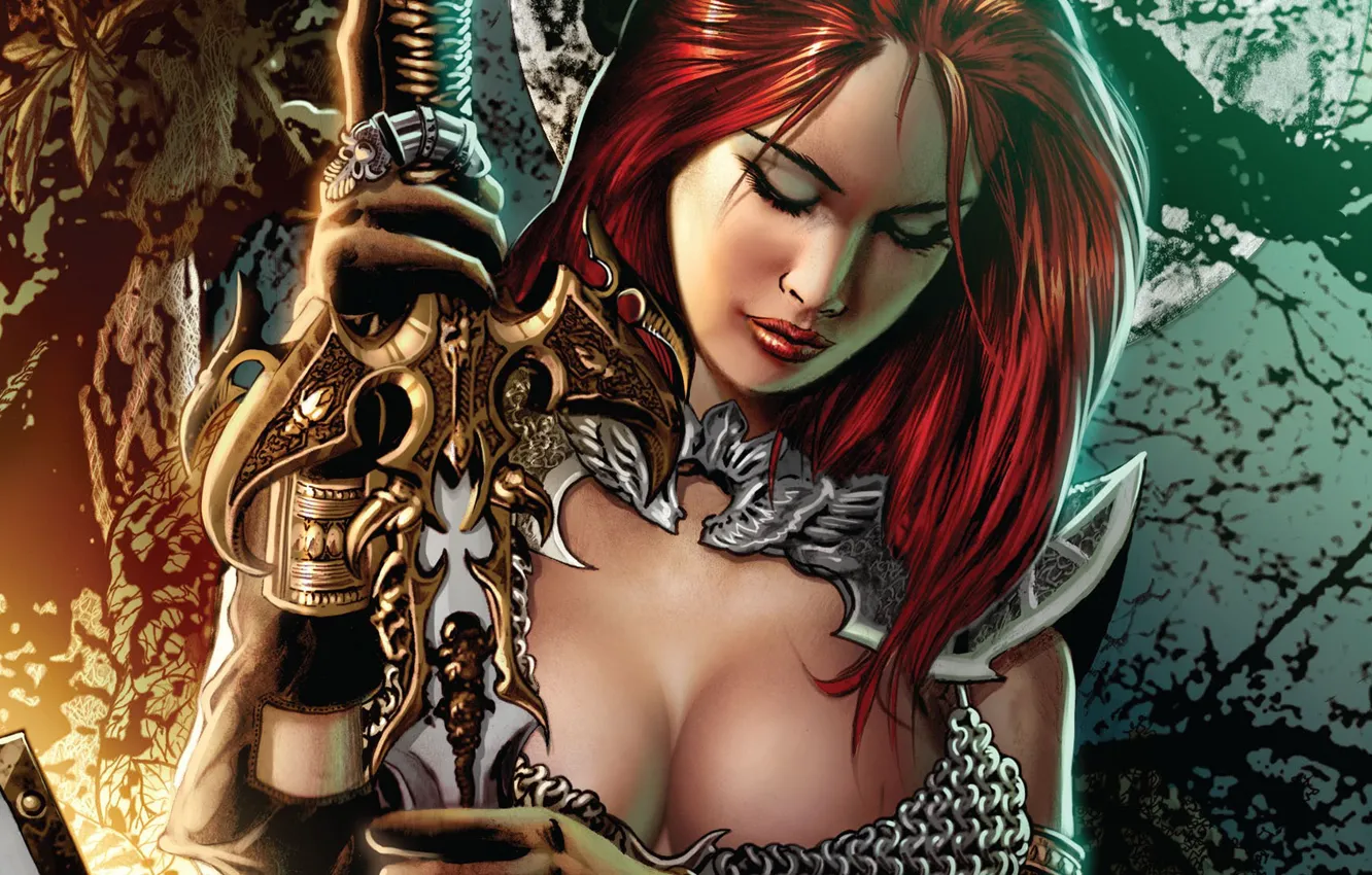 Photo wallpaper background, sword, warrior, Red Sonja, Red Sonja