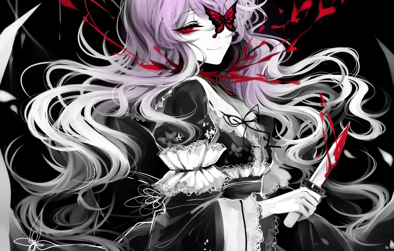 Photo wallpaper girl, butterfly, touhou, Yuyuko Saigyouji, Touhou, Touhou, Sheya