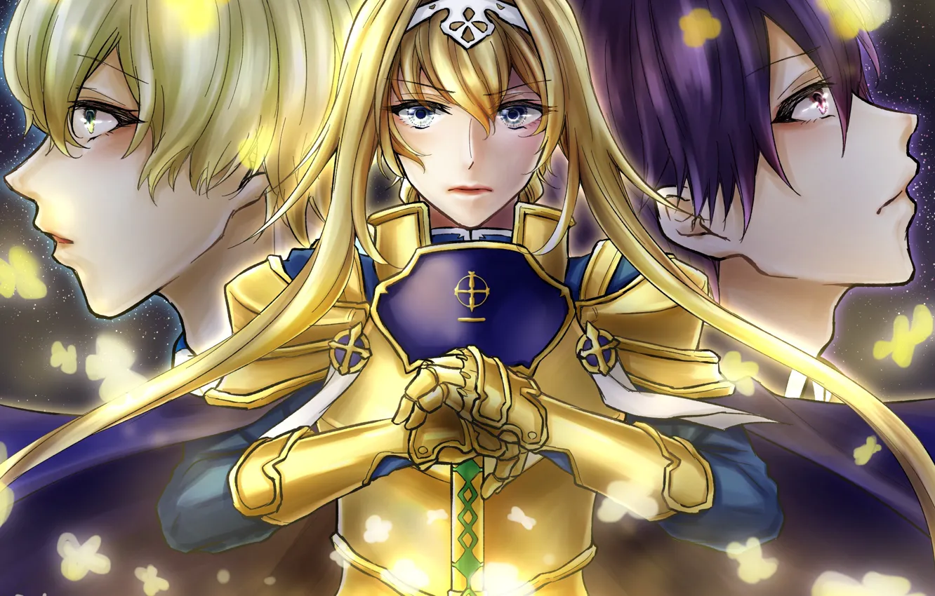 Photo wallpaper girl, guy, sword art online, sword art online