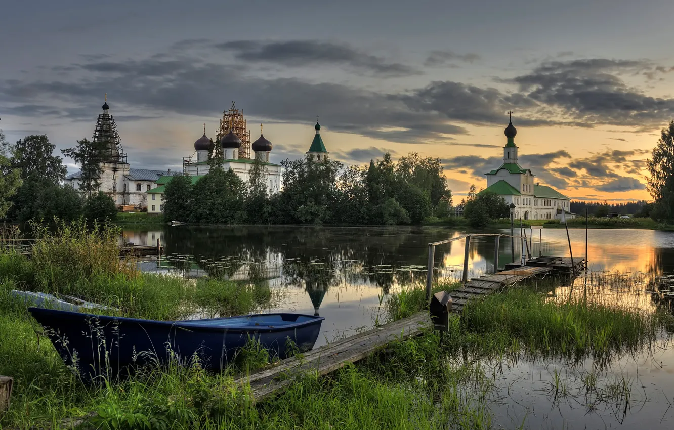 Photo wallpaper the monastery, Arkhangelsk oblast, Svyato-Troitskiy antoniyevo-siyskiy monastery