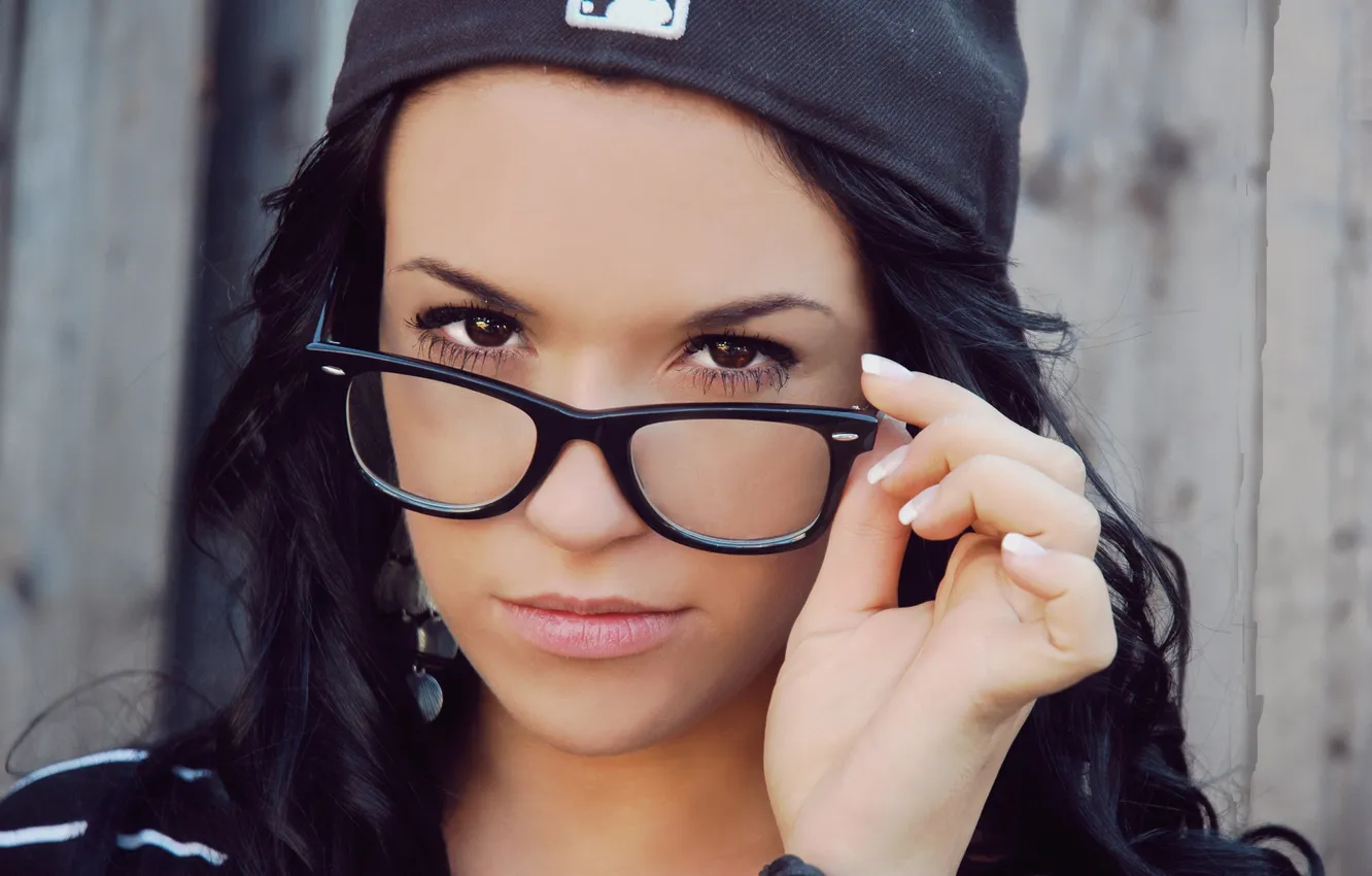 Photo wallpaper eyes, girl, glasses, manicure
