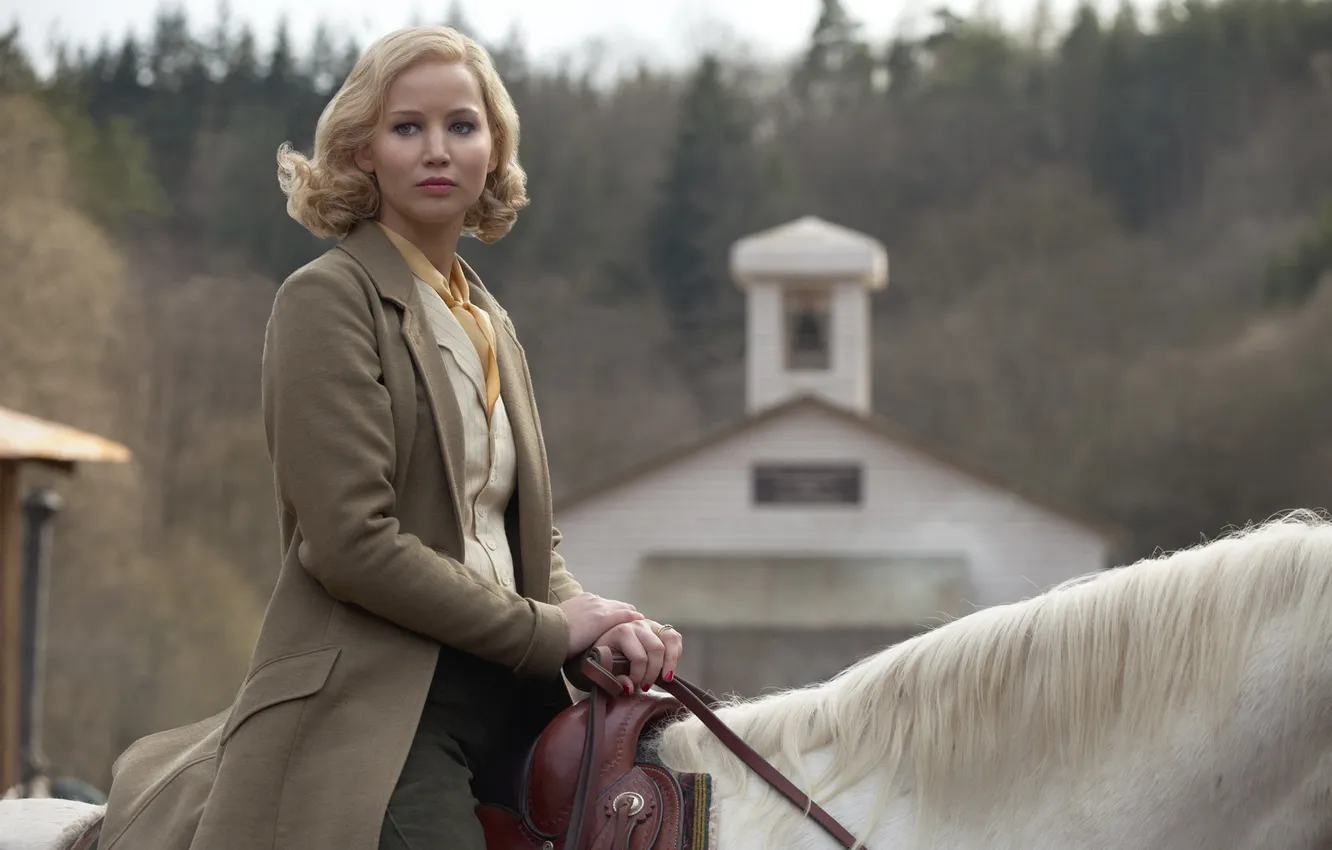 Photo wallpaper horse, blonde, Jennifer Lawrence, Jennifer Lawrence, Serena, Serena