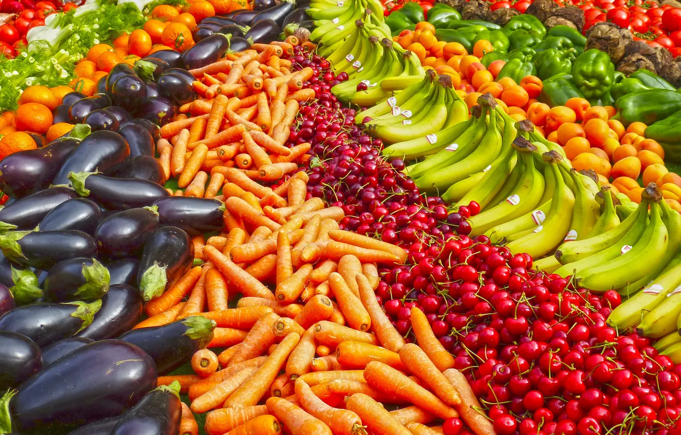 Photo wallpaper colors, floor, fruits, market