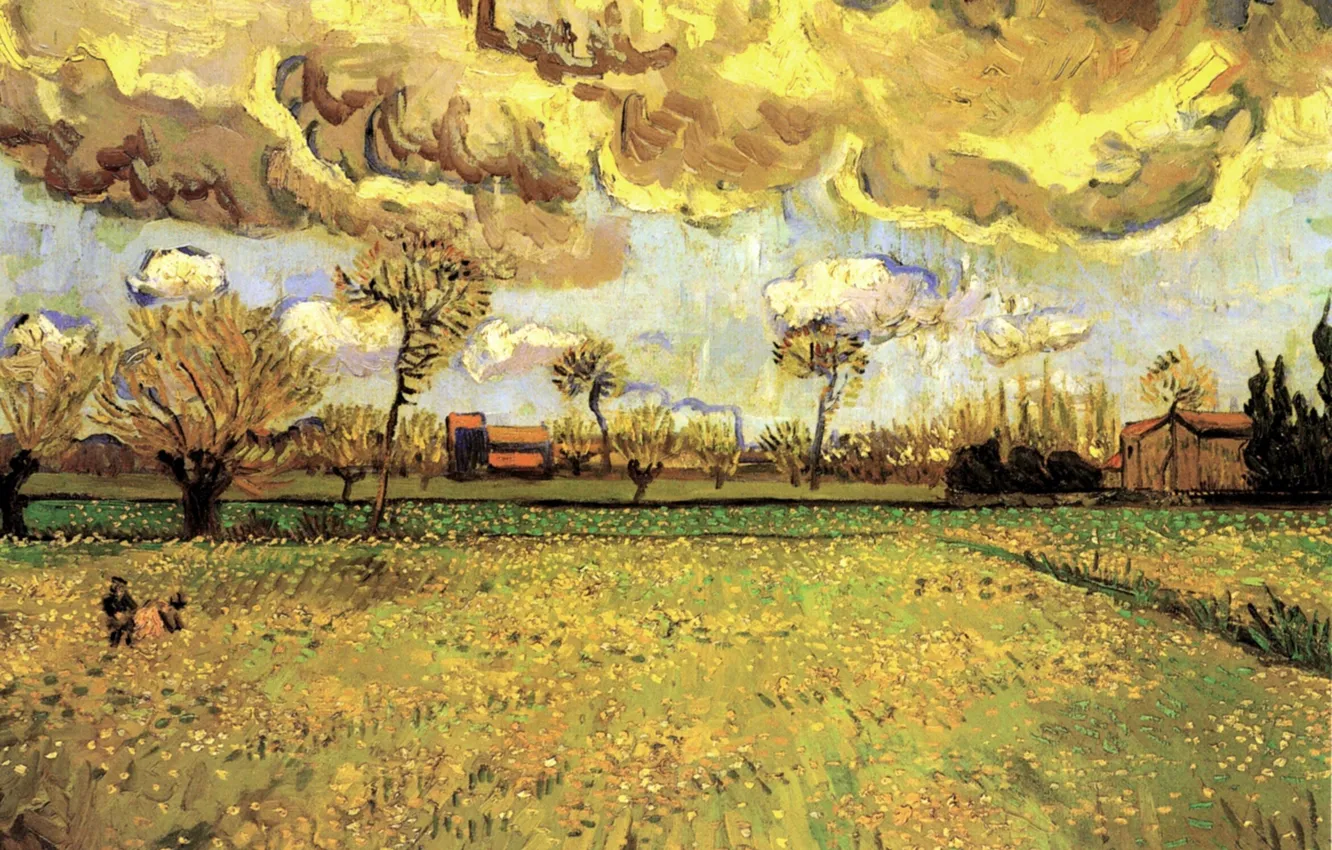 Photo wallpaper Vincent van Gogh, a Stormy Sky, Landscape Under