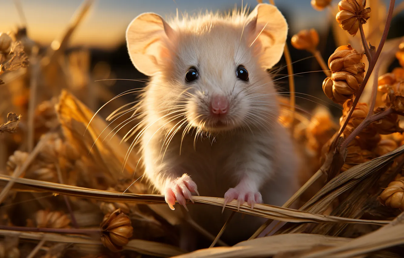 Photo wallpaper look, mouse, mouse, muzzle, face, rodent, digital art, AI art