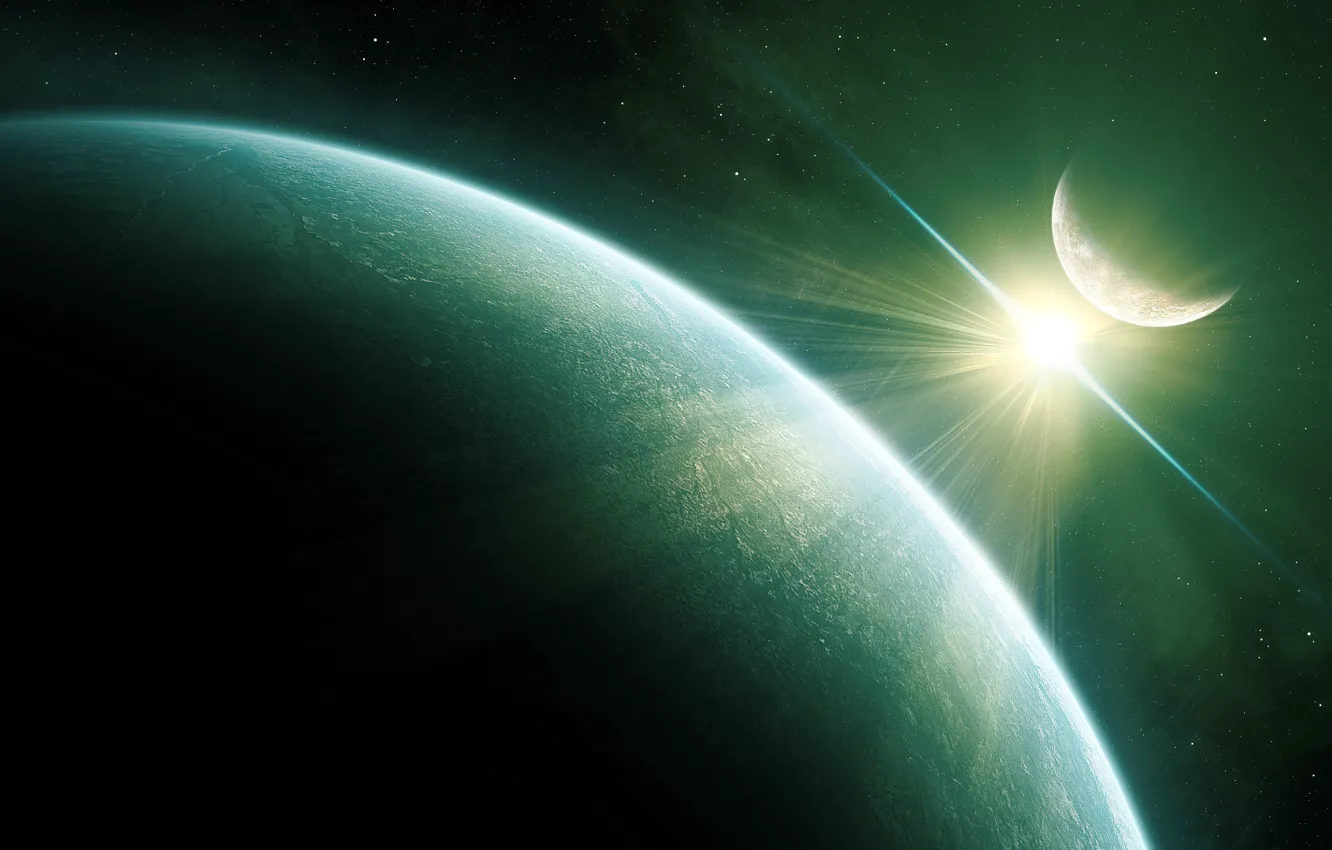 Photo wallpaper stars, light, planet