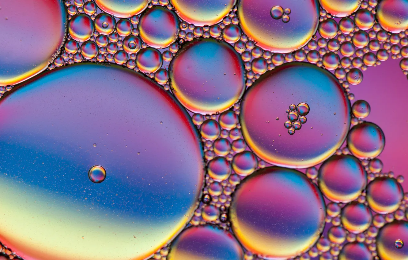 Photo wallpaper bubbles, color, liquid, the air, the volume