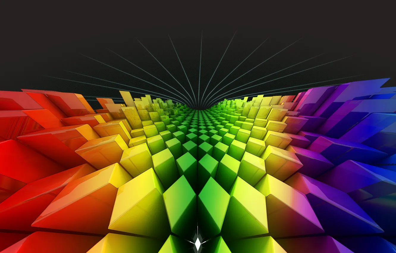 Photo wallpaper color, rainbow, squares, diamonds