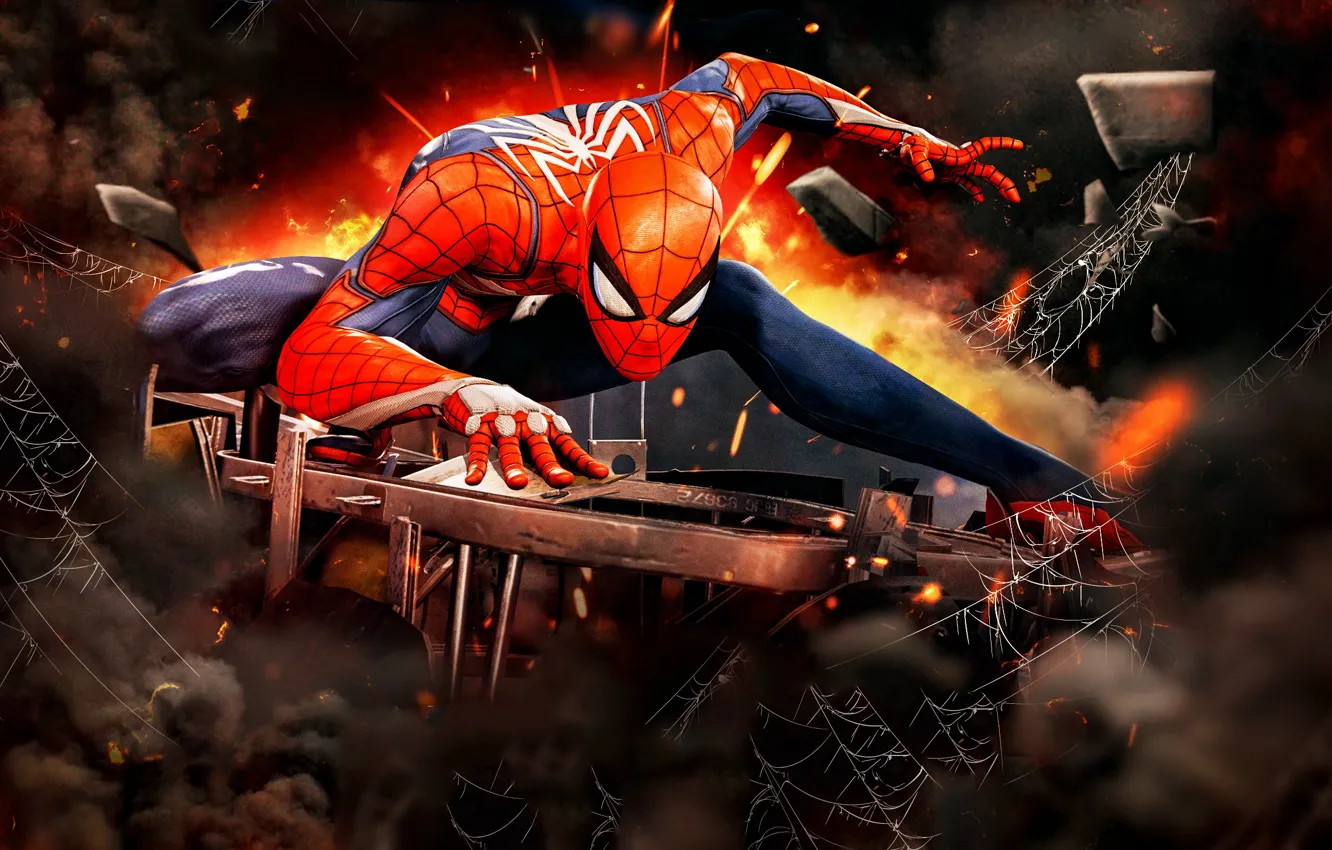 Photo wallpaper the game, web, spider-man, Spider Man, Spider-Man (PS4)