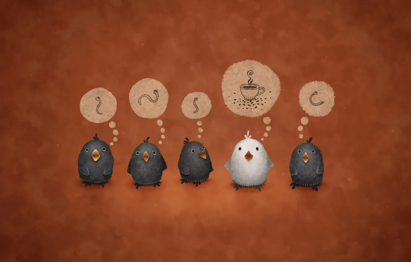 Photo wallpaper background, bird, thoughts, bird, vladstudio