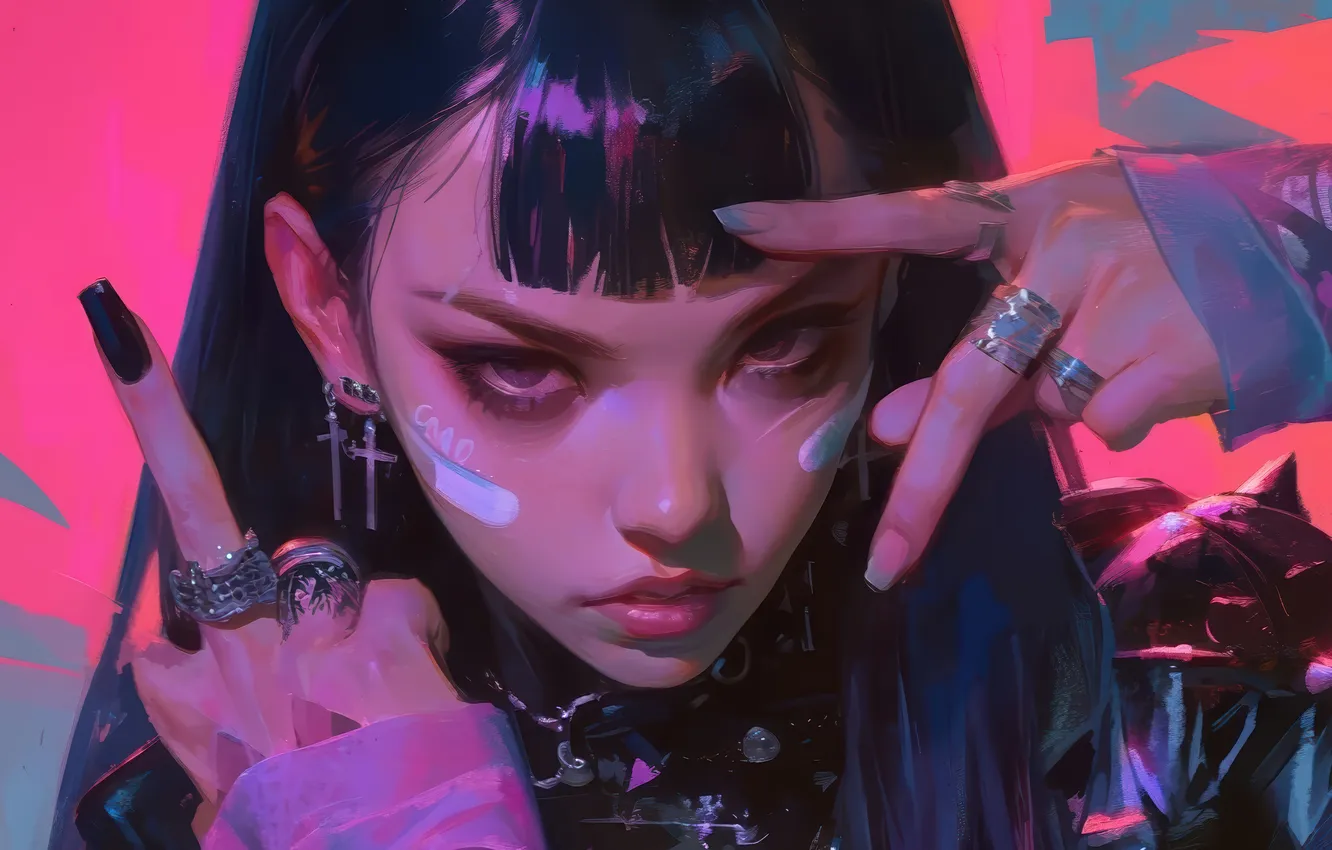 Photo wallpaper face, anime, anime girl, AI Art, AI Generated