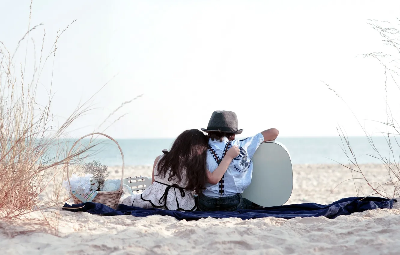 Photo wallpaper mood, guitar, boy, girl