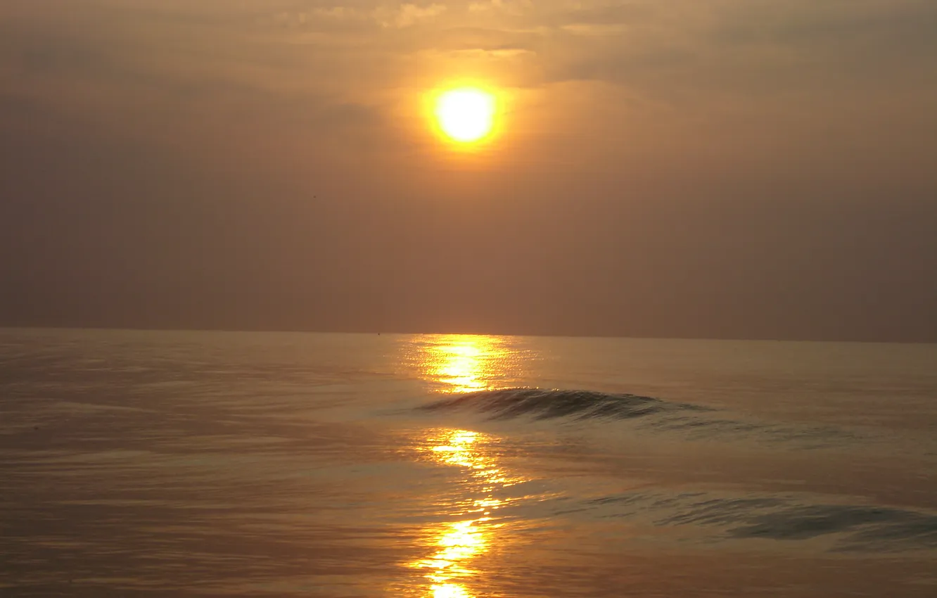 Photo wallpaper sunrise, the ocean, haze, South Carolina