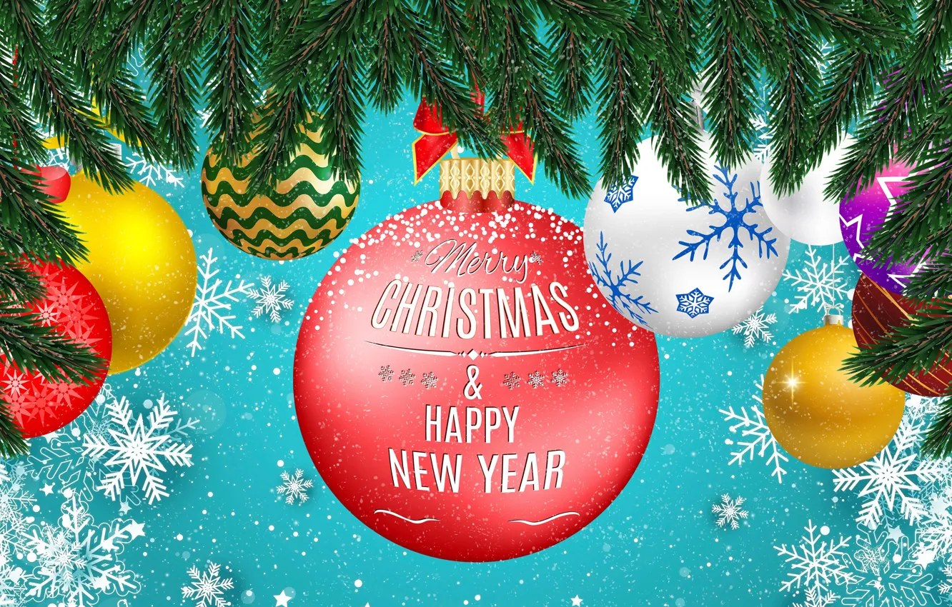 Photo wallpaper Graphics, Congratulations, Christmas, Bombki