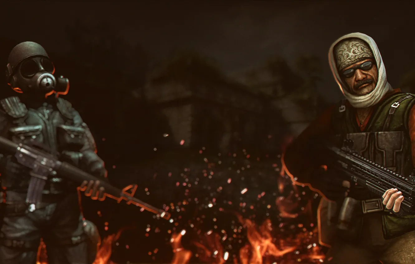 Photo wallpaper lights, fire, Half-Life, art, wallpapers, Counter-Strike, contra, CS 1.6