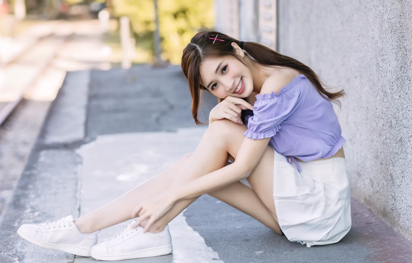 Photo wallpaper girl, smile, Asian