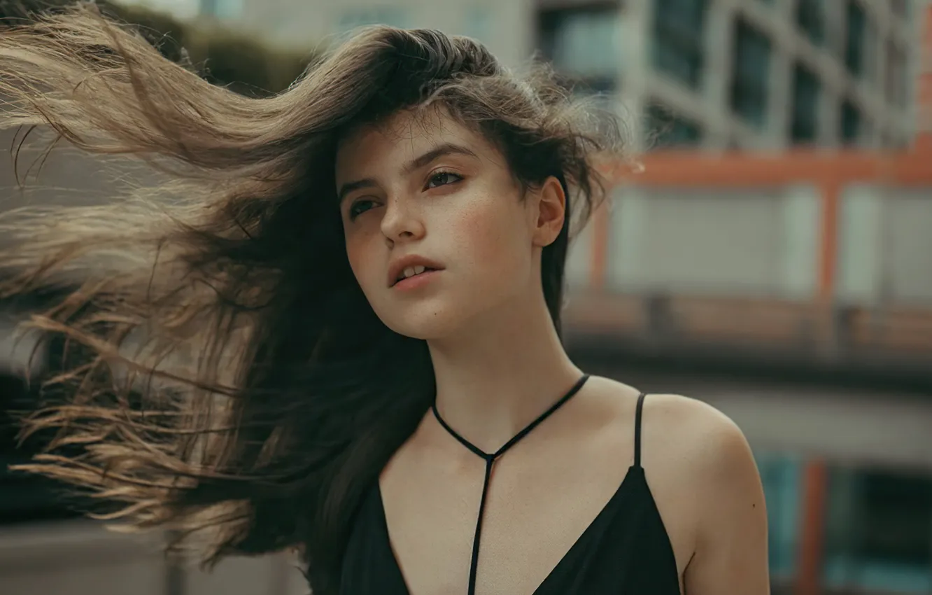 Photo wallpaper look, girl, face, model, hair, Raluca Vlad