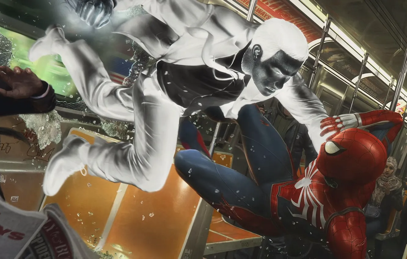 Photo wallpaper superhero, villain, costume, hero, enemies, hero, fight, people