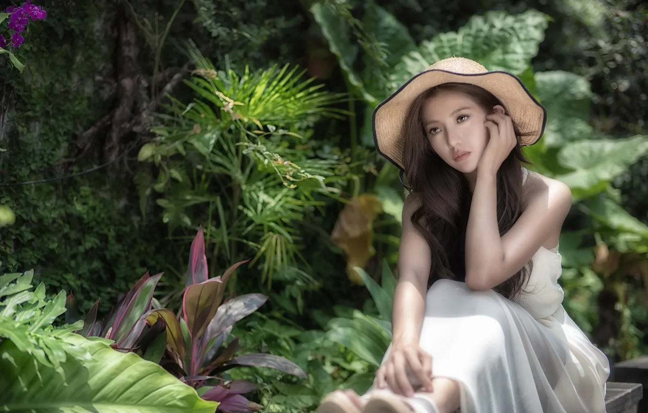 Photo wallpaper look, girl, Asian