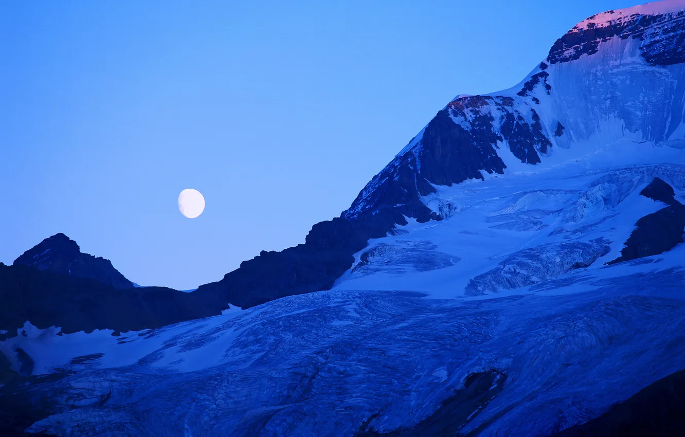 Photo wallpaper mountains, night, Wallpaper, the moon, beautiful, wallpapers