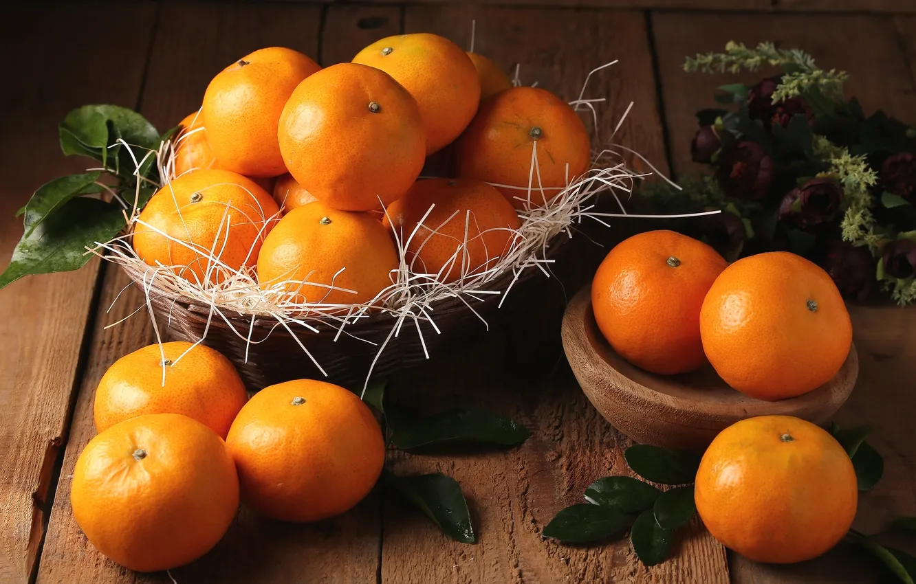 Photo wallpaper fruit, citrus, tangerines
