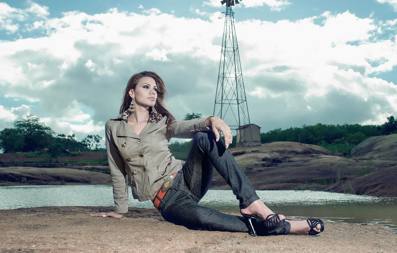 Photo wallpaper water, jeans, windmills, Tan S Gargantin